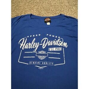 Harley-Davidson Womens Blue Chunky River Graphic T-Shirt Medium Meridian MS 2022